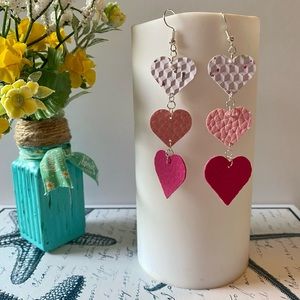 Leather heart earrings